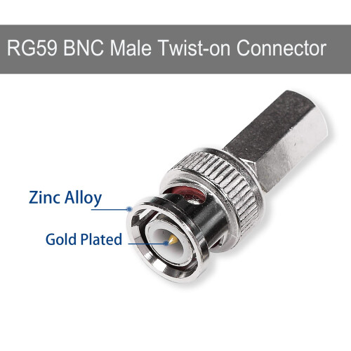 BRIEFCEC BNC Plug CCTV with Brass Centre Pin RG59/ 1