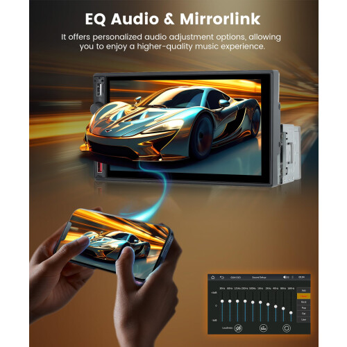 Single Din Car Stereo with Wireless Carplay Androi 2