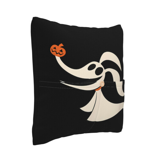 Capa de almofada decorativa quadrada em linho inspirada em O Estranho Mundo de Jack, compatível com sofá, quarto e poltrona. 1
