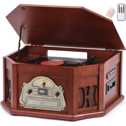 ORCC 10-in-1 Vintage Record Player, with Gift Card