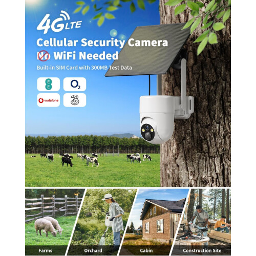 SEHMUA 4G LTE Security Camera NO Wifi with SIM Car 1