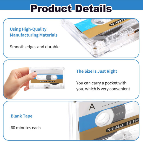 4 Pack Blank Cassette Tapes 60min, Recording MC-60 1