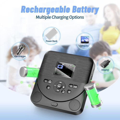 Portable CD Player, FELEMAN Bluetooth CD Player wi 2