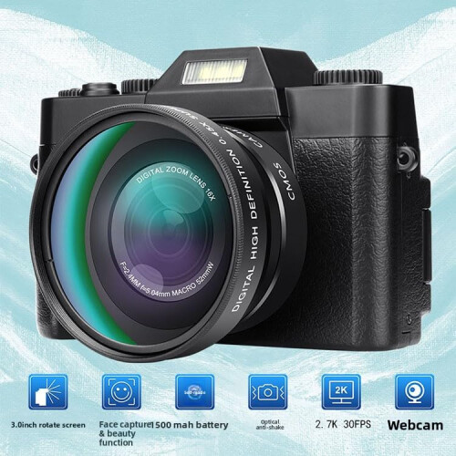 Korons Digital Camera(Black + lens,32GB) 2