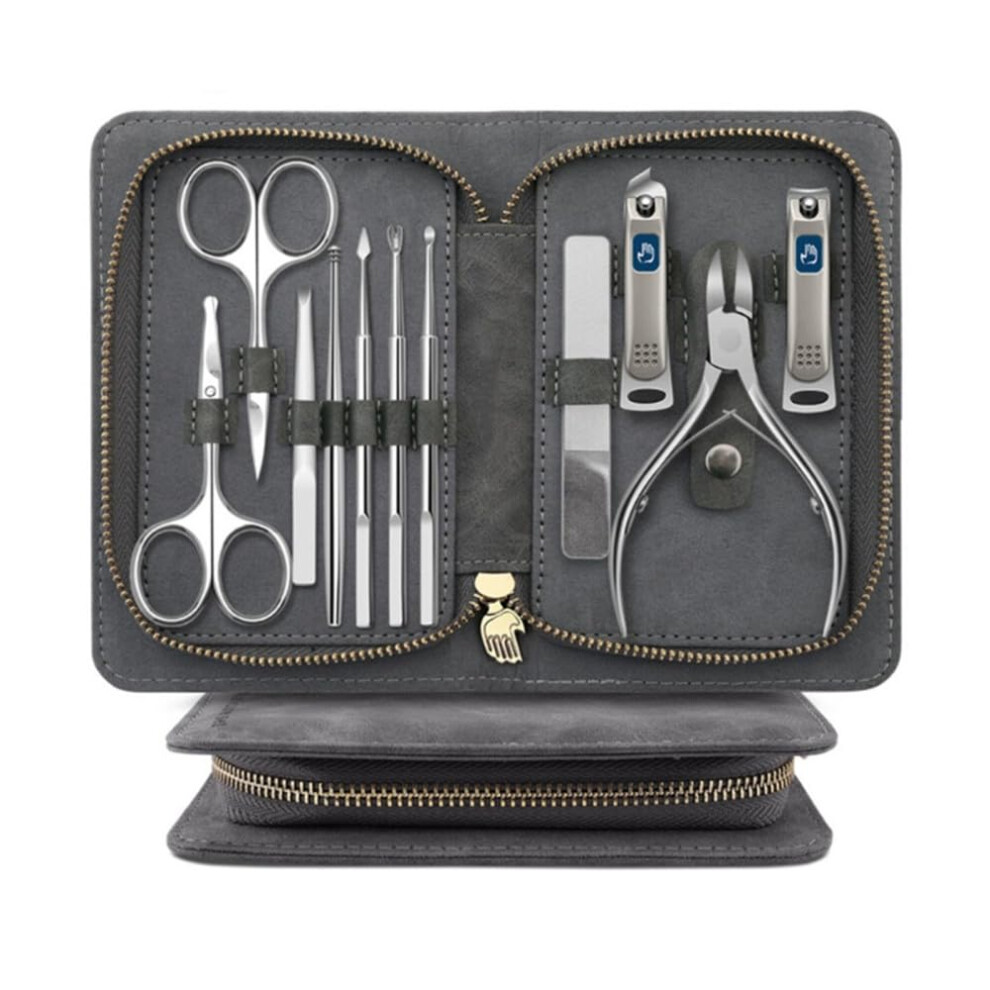 Nail Clippers Set Stainless Steel Manicure Pedicure Kit with Elegant Leather Case GiftReady