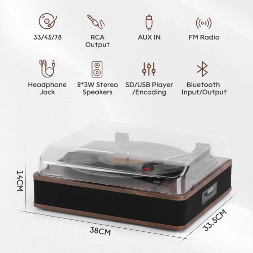 Retrospiler Record Player, Bluetooth Input & Outpu 1