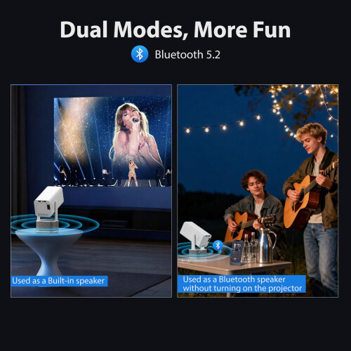 [26000L & Stereo Speakers] Mini Projector with And 2