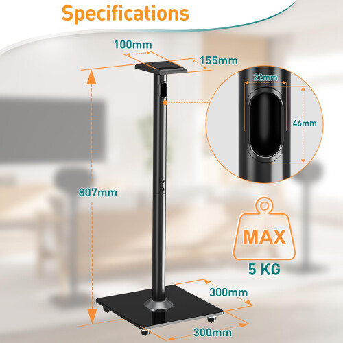 ELIVED Speaker Stands for Sonos Era 300, 807mm Hei 2