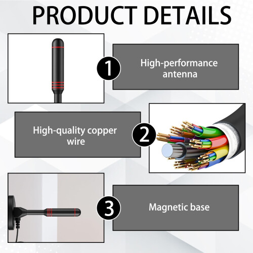 Antenna, TV Antenna Indoor, with Signal Support fo 2