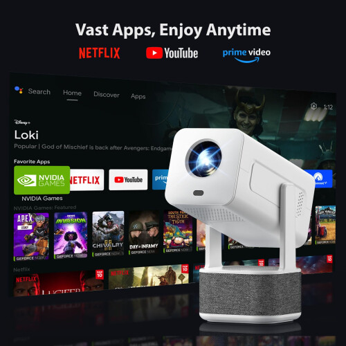 [26000L & Stereo Speakers] Mini Projector with And 1
