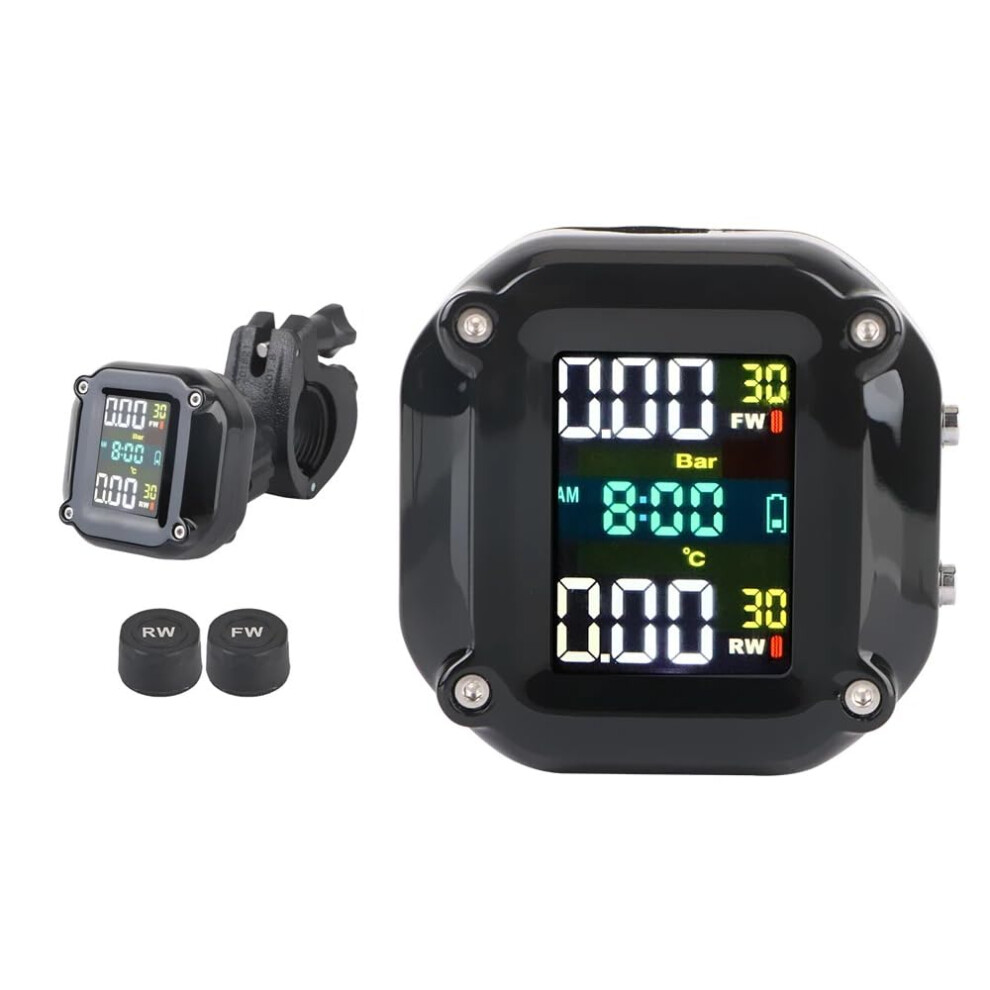 Motorcycle Tire Pressure Monitoring System With Lcd Display And Waterproof Sensors For Realtime Alerts 9099447480057