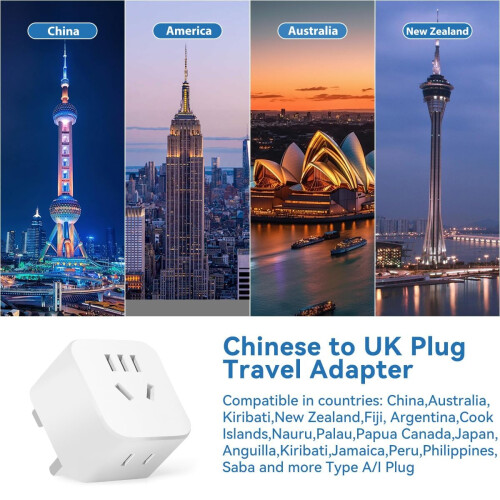 2-Pack Chinese to UK Plug Adapter,QRUIHC 2/3 Pin C 1