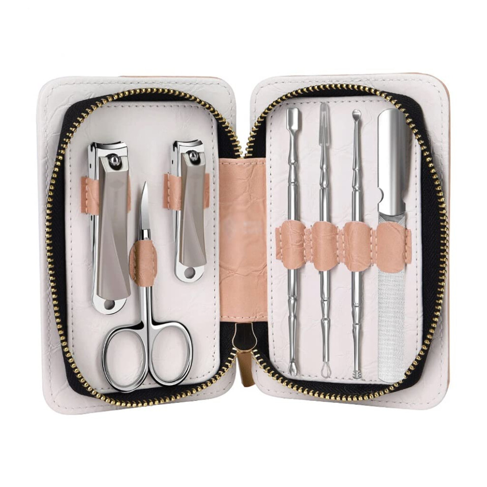 Manicure Set Stainless Steel Nail Clipper Pedicure Kit with Travel Case, 7Piece
