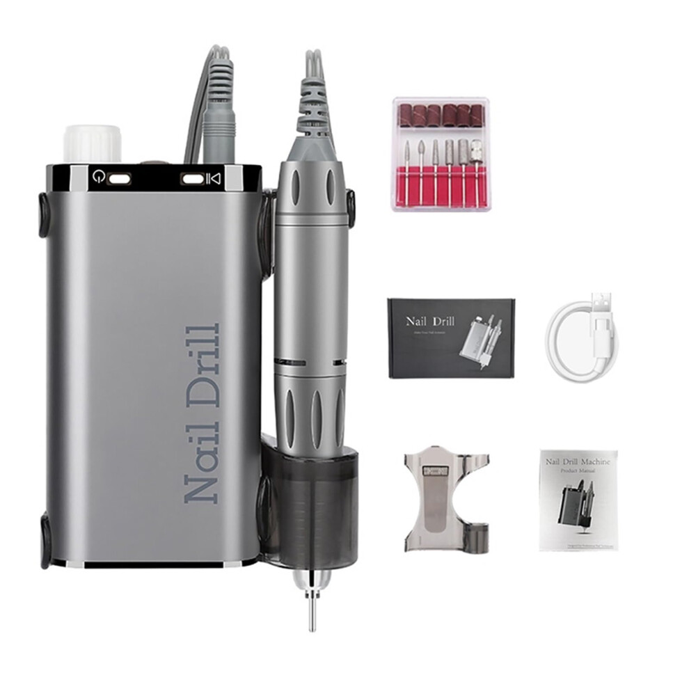 Electric Nail Drill 35000RPM Rechargeable Cordless with Forward Reverse for Acrylic and Gel Nails