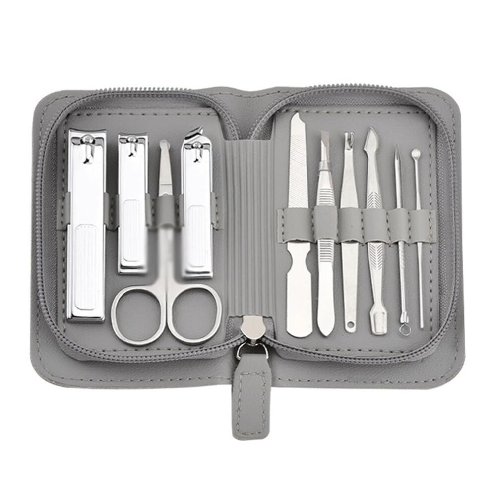 Stainless Steel Nail Clipper Set with Scissors, Precision Blades, Ergonomic Grip, 10Piece Manicure Kit