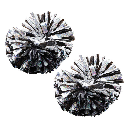 8Pcs Metallic Black Pom Poms Cheerleading Props for Dancing