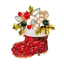 6 Pcs Christmas Brooches Rhinestone Boots Pins For Women Girls Kids
