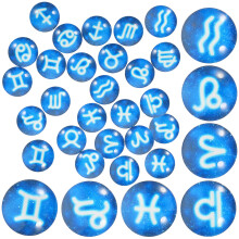 20Pièces Cabochons Verre Bleu Motif Zodiac Décoration DIY