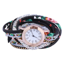 3Pcs Women'S Wrapped Bracelet Watch Candy Color Silver Quartz (Black)