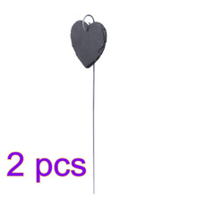 2Pcs Heart-Shaped Iron Plant Label For Garden Pots 10X10Cm Black