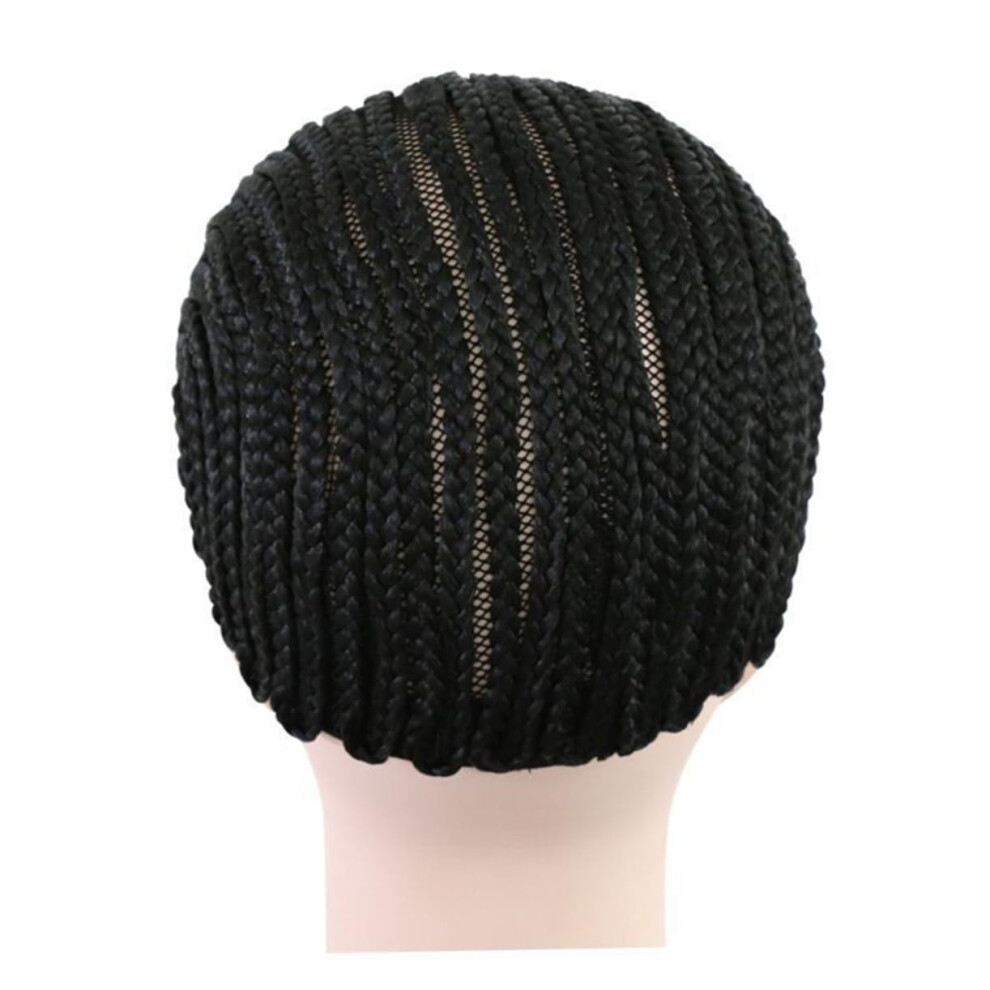Unisex Black Crochet Wig Cap For Braiding With Secure Cornrow Base, Medium Elastic Dome For Women