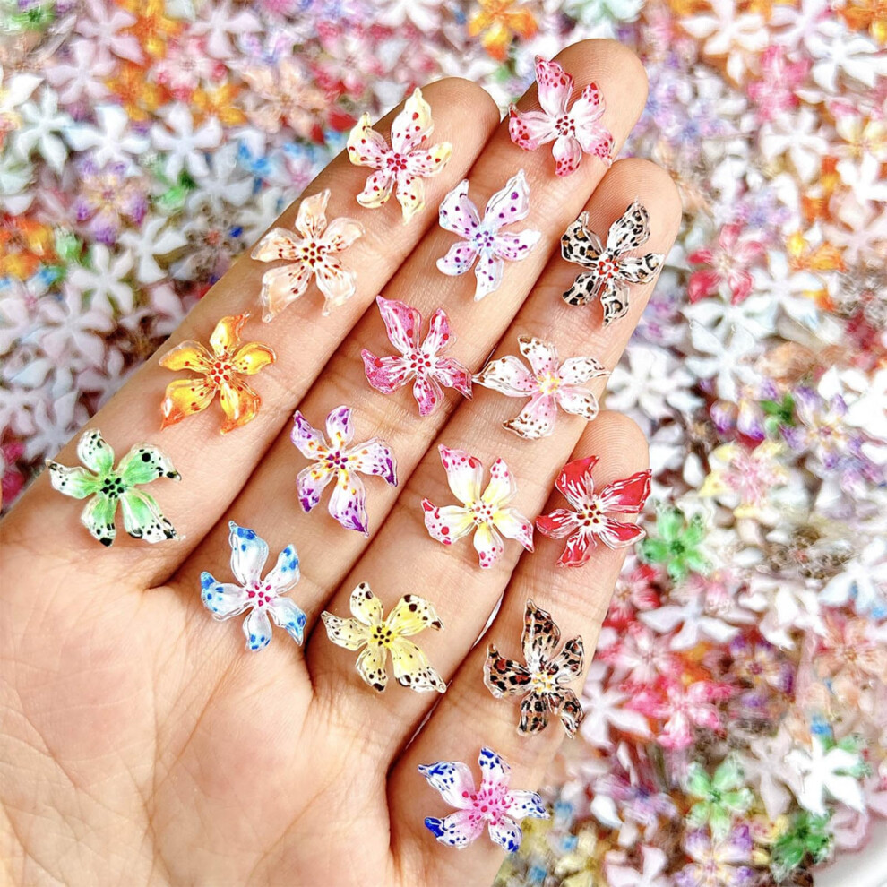20PCS Colorful Hibiscus Nail Art Charms Floral Resin Decorations for Women Wedding Party Nails