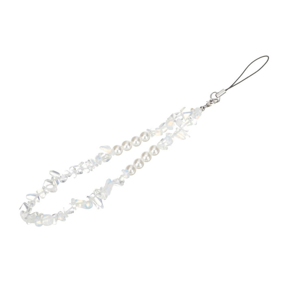 3Pcs Bead Phone Charm Wrist Chain Detachable Hanging Phone Strap White 3622197479512