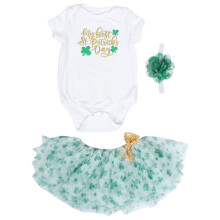3 Sets St Patrick's Day Mesh Skirt Suit Baby Girls Costume