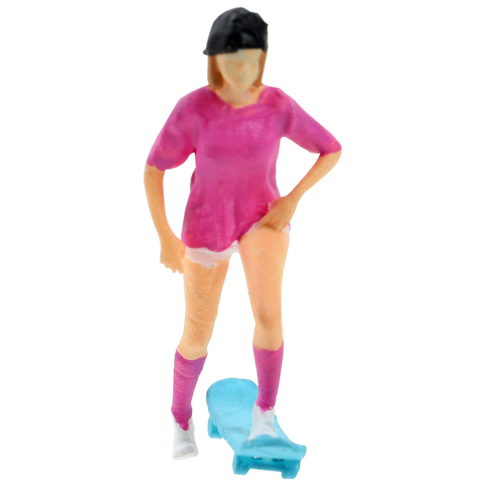 Photos - Other Toys 2Pcs Small Girl With Skateboard Figurine Sand Table Decor
