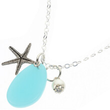 3Pcs Girls' Sea Theme Necklace Multi Color Simple Pendant Jewelry