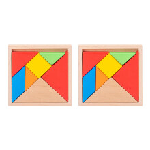 6 Sets Wooden Colorful Tangram Jigsaw 12X12Cm Learning Toy For Kids