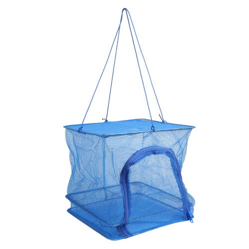 2Pcs Multi-Layer Blue Folding Drying Net for Fish Vegetable Fruit