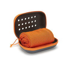 Cooling Sport Towel with Mini Silicone Gel Case Quick Dry Polyester for Gym Running Outdoor (Orange)