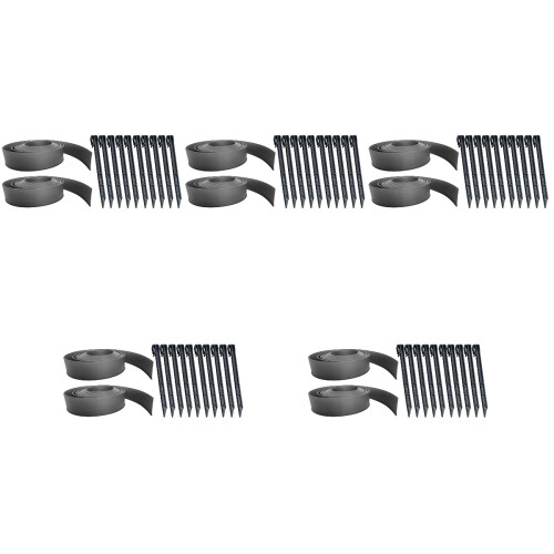 5 Sets Landscape Edging Coil Kit With Spikes Plastic Garden Border 2