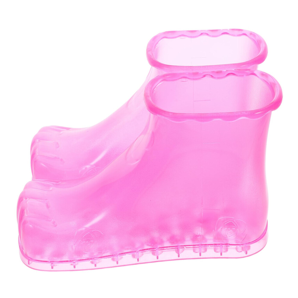 Foot Bath Shoes Heat Resistant PVC NonSlip Massage Insole Boots for Spa and Home Rosy Small