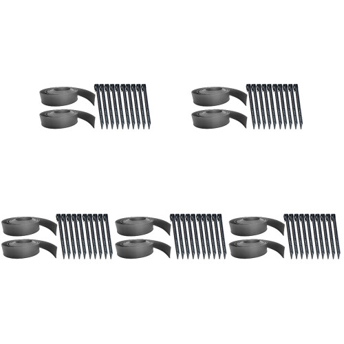 5 Sets Landscape Edging Coil Kit With Spikes Plastic Garden Border 1