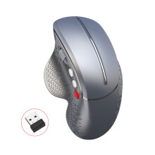 Wireless Vertical Mouse 2.4G, Ergonomic Gaming 6-Button, 89g, Black/Silver