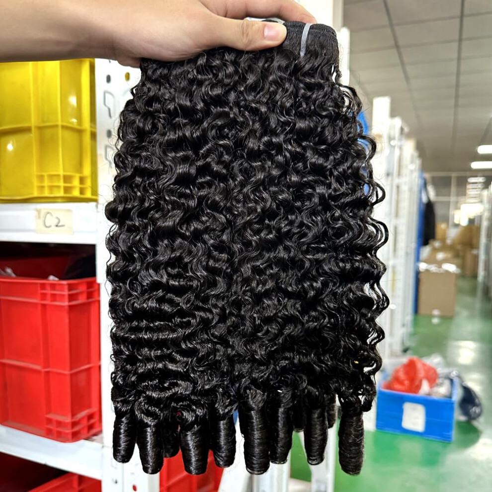 26 Inch Burmese Curly Human Hair Bundles Virgin Extensions 15A Unprocessed Natural Black Double Weft
