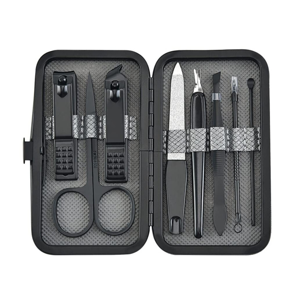 Stainless Steel Manicure Set with Nail Clippers, Scissors, Tweezers, MultiFunction Travel Case