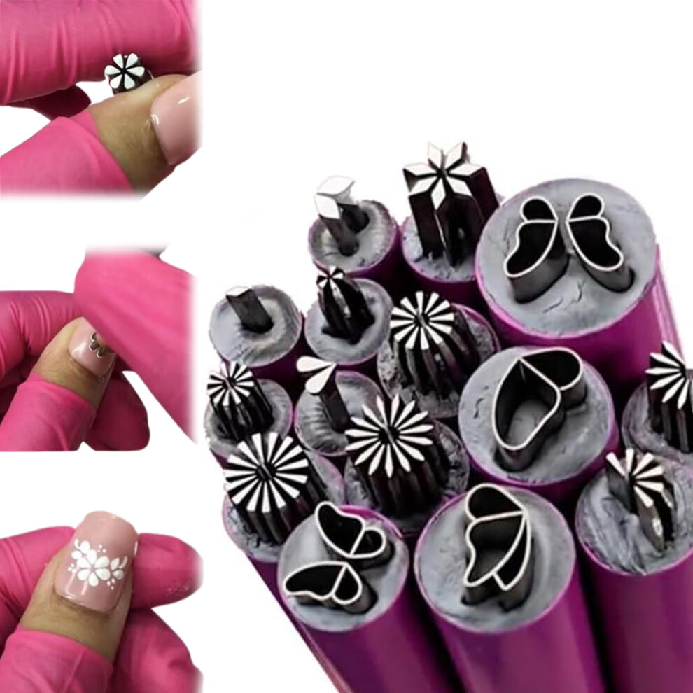 Nail Art Stamp Kit with Reusable Metal Pens and Six Unique Designs for DIY Salon Manicure