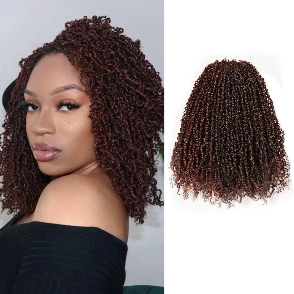 Unisex 8 Inch Prelooped Twist Crochet Braids F1b/350, Natural Look, Lightweight, Easy Install, 8 Packs