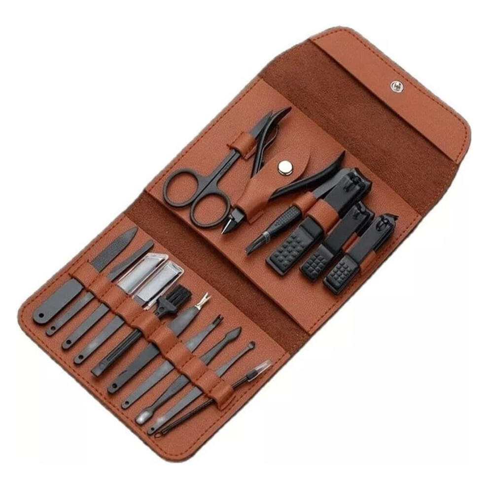 Manicure Pedicure Set, 16 Piece Nail Clipper Kit with Precision Blades and Compact Travel Case
