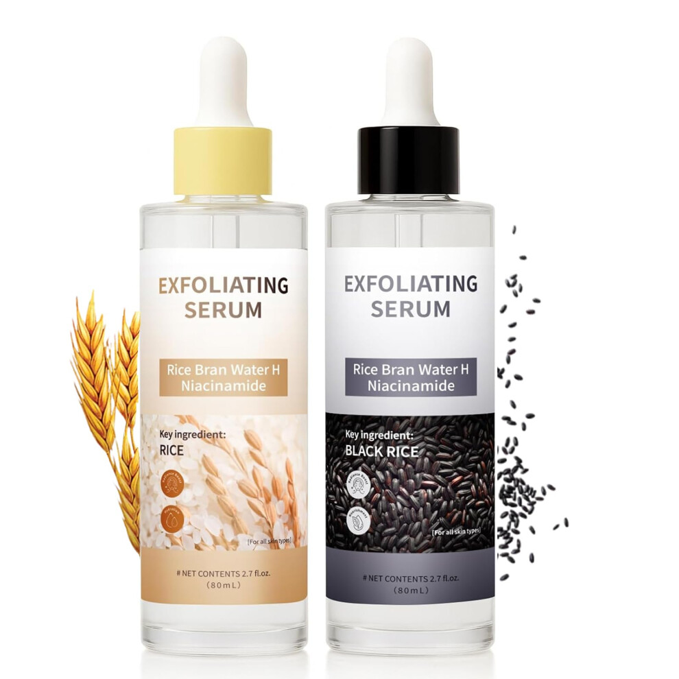 Rice Brightening Serum and Pore Refining Ampoule Duo with Dual DayNight Formula for Radiant Skin