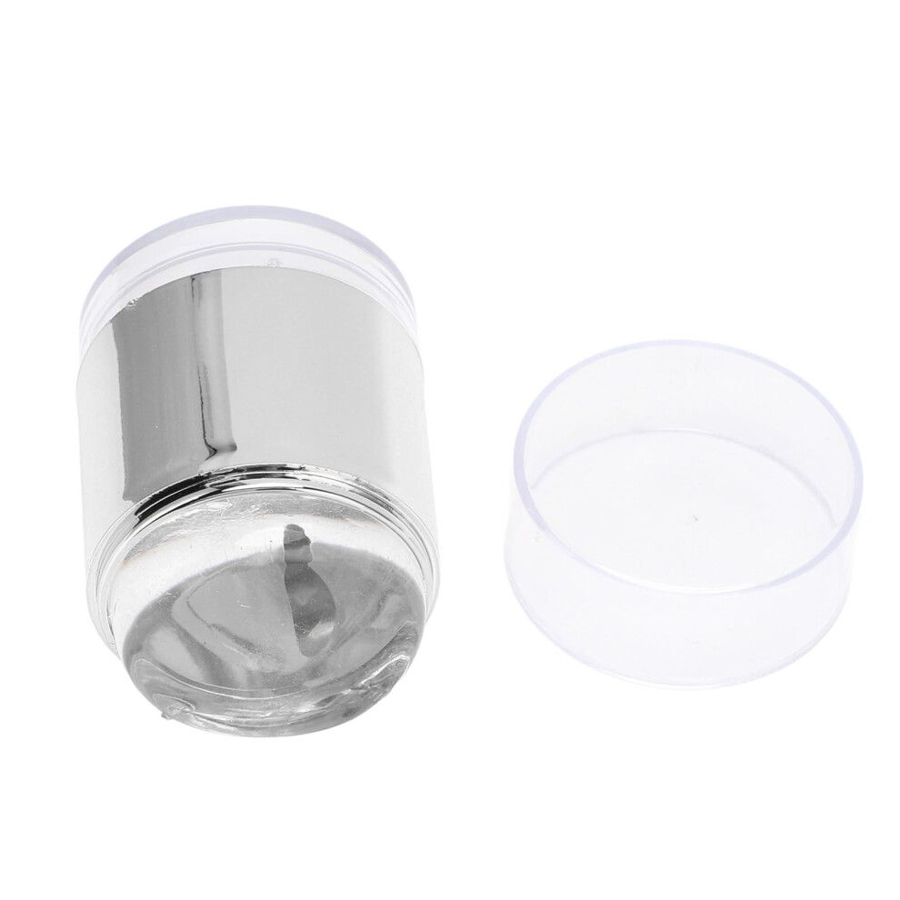 Clear Silicone Nail Art Stamper Kit Silver Double Head Accurate Design Placement for Natural Nails