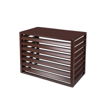 Aluminum Air Conditioner Fence Screen with Outdoor Plant Rack, Weatherproof Heat Pump Cover Brown