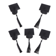 20pcs Graduation Cake Decor Non-Woven Cake Topper Party Supply Black
