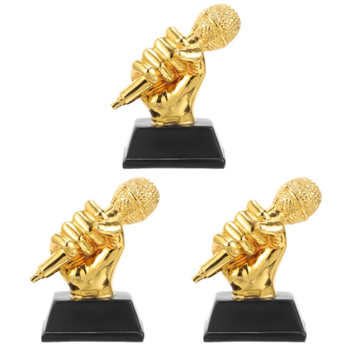 3Pcs Microphone Trophy For Student Singing Competition Award 2