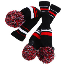 9 Pcs Club Knitted Head Cover Set Red White Stripes Black Red