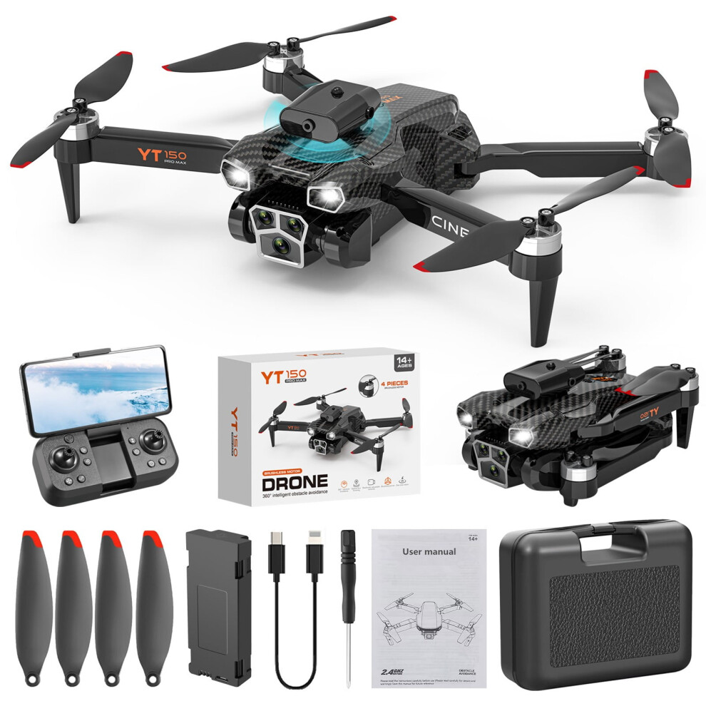 Wjsxc Drone With Camera, 5-Camera Brushless Motor Fpv Quadcopter, Wind Resistance, Headless Mode, Gesture Control, Rc Drone For Adults & Beginners, 9048212089704