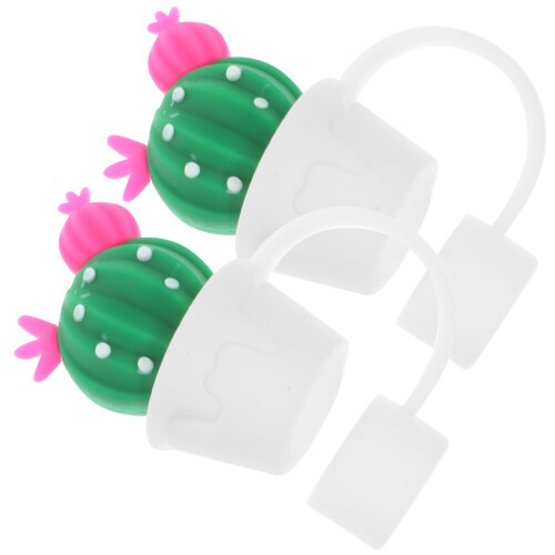 4 Pcs Cute Cactus Silicone Straw Tip Caps Reusable Covers 1